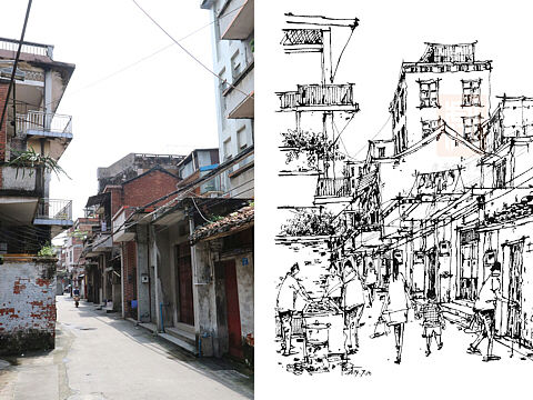 最近的钢笔速写街景作品