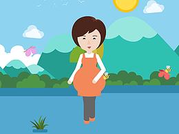 准妈妈的春夏秋冬扁平化动画