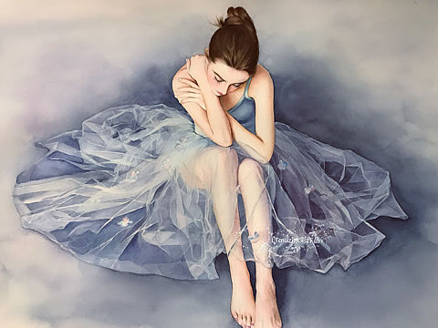 LTmuzi水彩作品《ballet Dream》