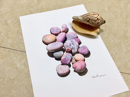 彩铅画石头