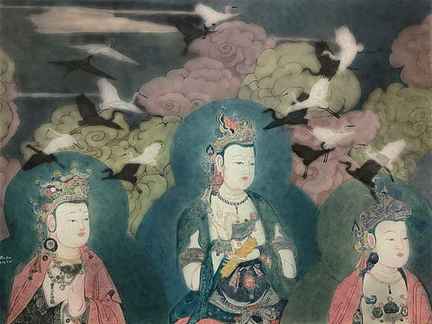 水彩《此间飞鸟》