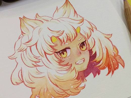 换了纸，临摹一张大神作品。