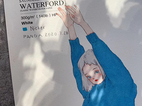 水彩手绘少女头像卡通插画 水彩教程可爱森女