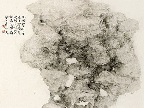 中国画 工笔画 玲珑石 太湖石  陈中林作品欣赏