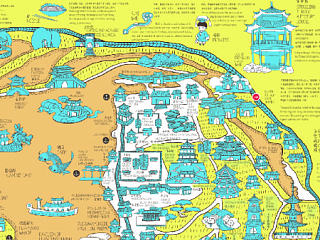 北京颐和园手绘地图卡通地图