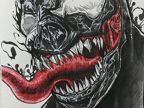 深夜de毒液 签字笔手绘