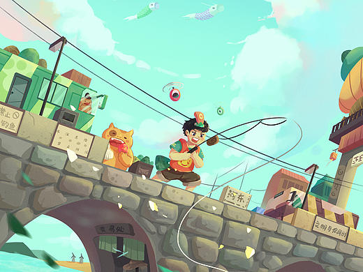 戶外釣魚（個人主頁-ZNTQ2NzY2NTI=） - 創(chuàng)作習作 - 站酷設計師插畫師怪先生原創(chuàng)素材 - 站酷ZCOOL