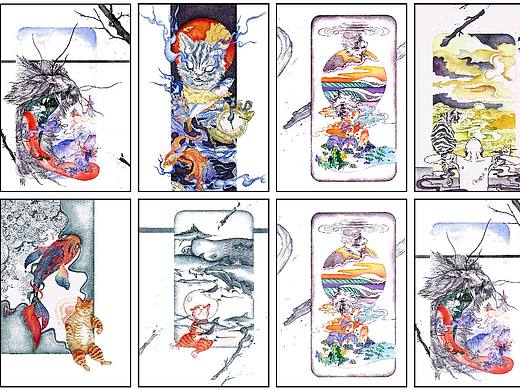 几张猫咪水彩插画练习