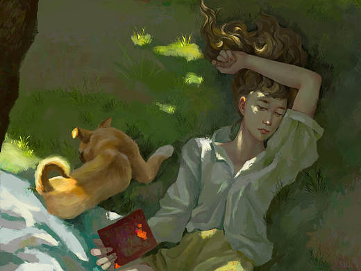 《树荫下》（个人主页-ZMzQ2NTUwOTI=） - 创作习作 - 站酷设计师1900T原创素材 - 站酷ZCOOL