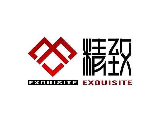 精致珠宝店LOGO  商标 红宝石 字体 