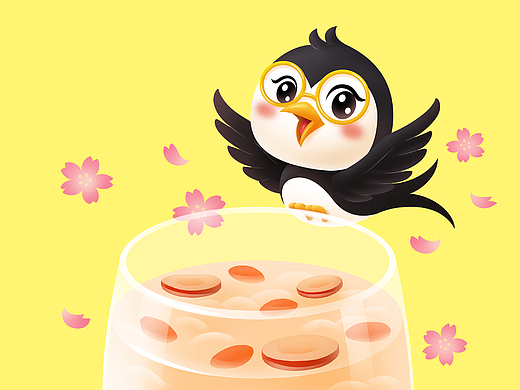 燕窝饮品包装插画