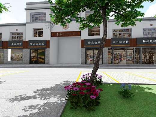 青岛街道绘画效果图