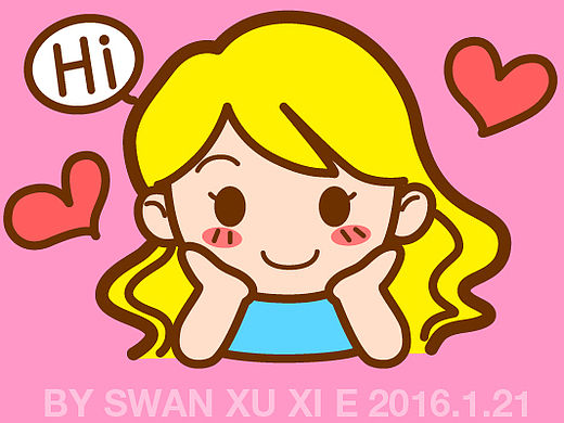 自制表情包，动态表情头像，可爱二元素小女孩（手绘Q版漫画_by swan）