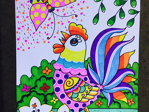 儿童画"生肖鸡年"