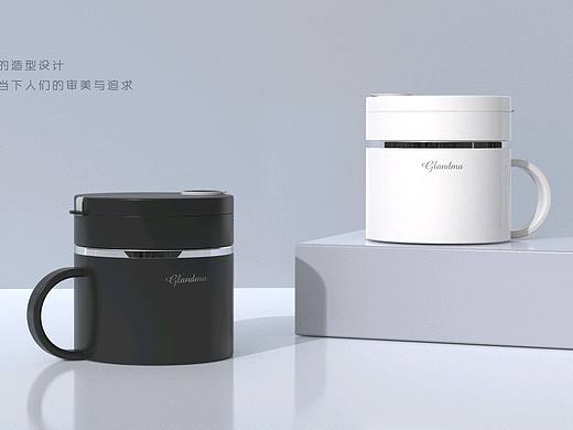 黑白简约保温饭盒设计