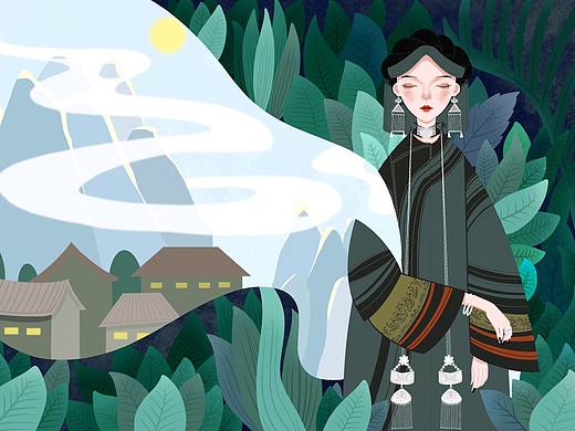 云南少数民族彝族插画设计