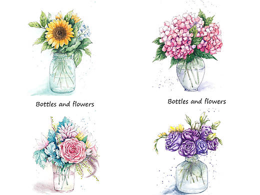 瓶中花系列2（个人主页-ZMTgyNTQzOTY=） - 商业插画 - 站酷设计师花花酱O原创素材 - 站酷ZCOOL
