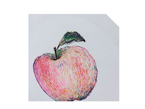 手绘 油画棒 苹果