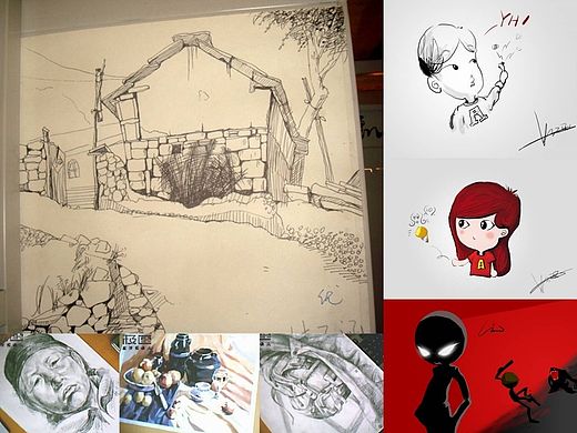 一些手绘，绘画，风景，素描，漫画，水粉