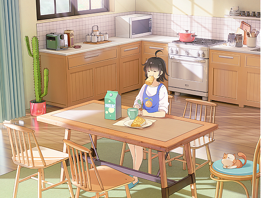 陽光灑下的廚房（個(gè)人主頁-ZNjI5NzE1NjQ=） - 商業(yè)插畫 - 站酷設(shè)計(jì)師七檸原創(chuàng)素材 - 站酷ZCOOL