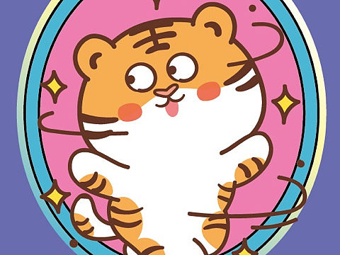 虎插画运动文创产品贴纸海报屏保手机壳鼠标垫地垫地毯
