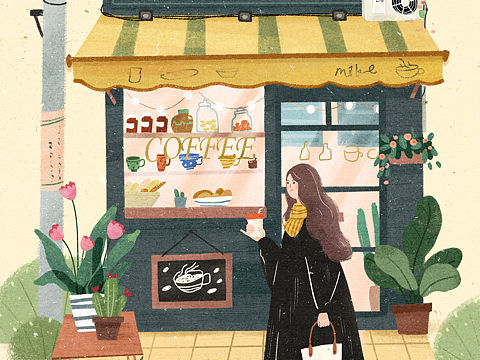 咖啡小店（个人主页-ZNDUwMzc5NTI=） - 商业插画 - 站酷设计师瓶子插画原创素材 - 站酷ZCOOL