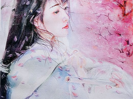 古风水彩人物——《樱灵》
