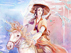 水彩古风之侠女
