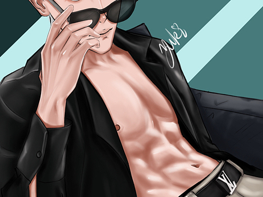 手绘插画腹肌小哥哥系列