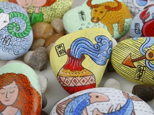 12星座-石头彩绘（个人主页-ZMTI5Mzg2MjQ=） - 工艺品设计 - 站酷设计师anxiaolong原创素材 - 站酷ZCOOL