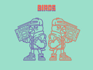 Flat painting-birds（个人主页-ZNzM4Mjc3Ng==） - 像素画 - 站酷设计师EddisonLiao原创素材 - 站酷ZCOOL