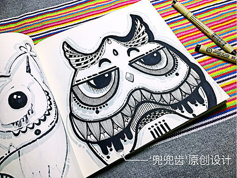 缠绕画，黑白装饰画，民族风，线描，插画，猫头鹰，