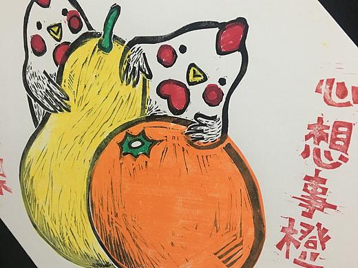 版画*迟到的祝你鸡年大吉吧哈哈哈~