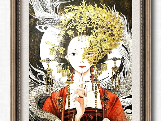 手绘水彩古风系列5——半面妆