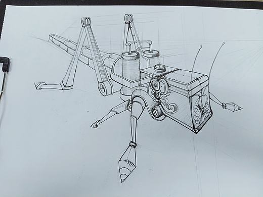 手绘机械蝗虫