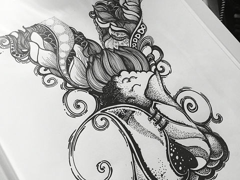 黑白装饰画手绘