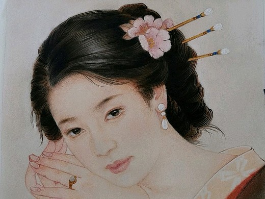 古风彩铅仕女图贵妃回眸
