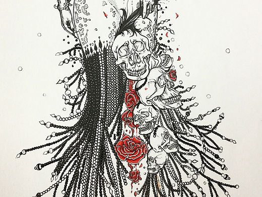 针管笔手绘一次成型。手绘外星公主。（个人主页-ZMTU5MTk1NDg=） - 艺术插画 - 站酷设计师阳光豹毛原创素材 - 站酷ZCOOL