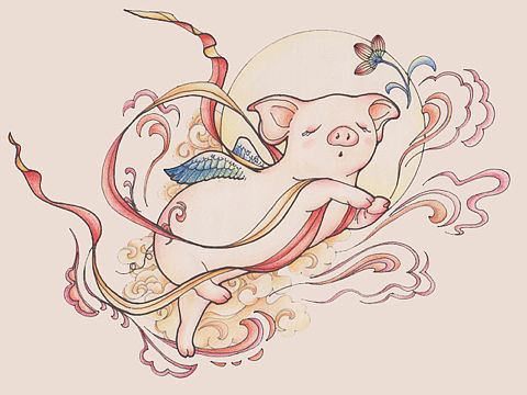 飞天猪系列画