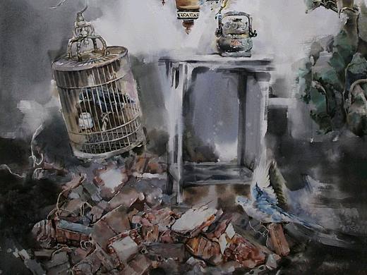 《消逝》146x113cm（个人主页-ZMzg4MjU4NjA=） - 绘画 - 站酷设计师ChenYan水彩原创素材 - 站酷ZCOOL