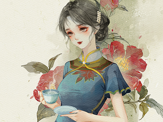 花间旗韵之茶花