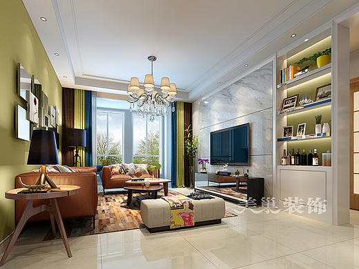 海马公园120平三室两厅现代简约装修样板间