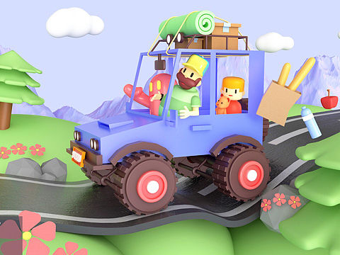 C4D—三维汽车场景