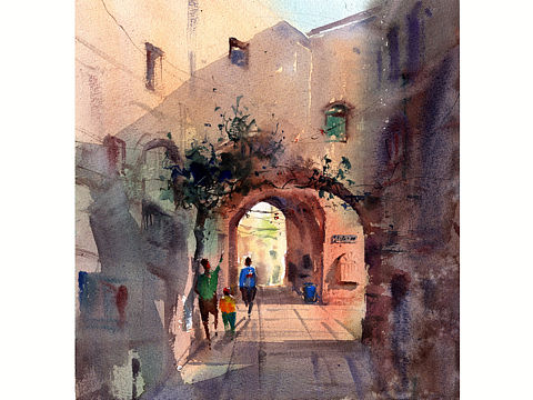 水彩风景｜以色列的小巷