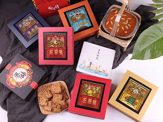 趣至文化出品：花尾渡广式糕点包装设计