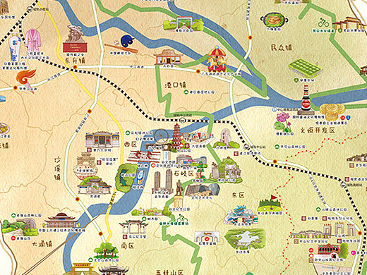 中山旅游手绘地图