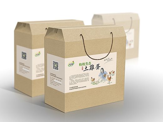 手绘简约牛皮纸有机鸡蛋包装