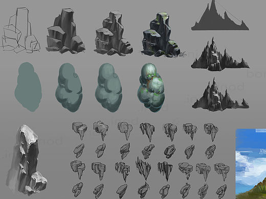 云山石草木（個人主頁-ZMTU2Njg3MjQ=） - 創(chuàng)作習作 - 站酷設計師oyeboni原創(chuàng)素材 - 站酷ZCOOL