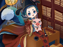 猪年大吉小插画