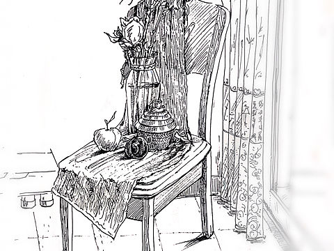 静物写生素描手绘